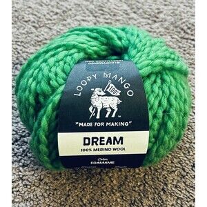 Loopy Mango Worsted Weight Color Edamame 100% Merino Wool 109 Yard ball